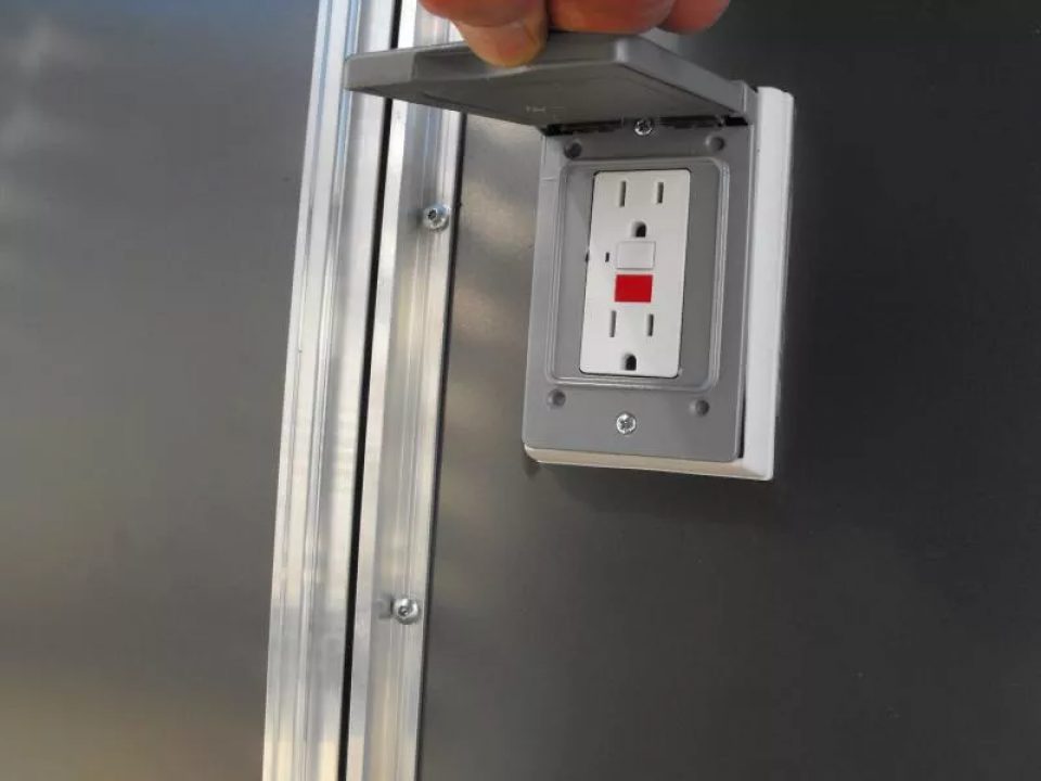 New Enclosed Trailer 7 X 10 barn Door Concession Window 30 Amp Package Color Charcoal