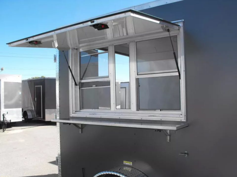 New Enclosed Trailer 7 X 10 barn Door Concession Window 30 Amp Package Color Charcoal