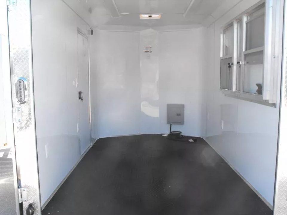 New Enclosed Trailer 7 X 10 barn Door Concession Window 30 Amp Package Color Charcoal