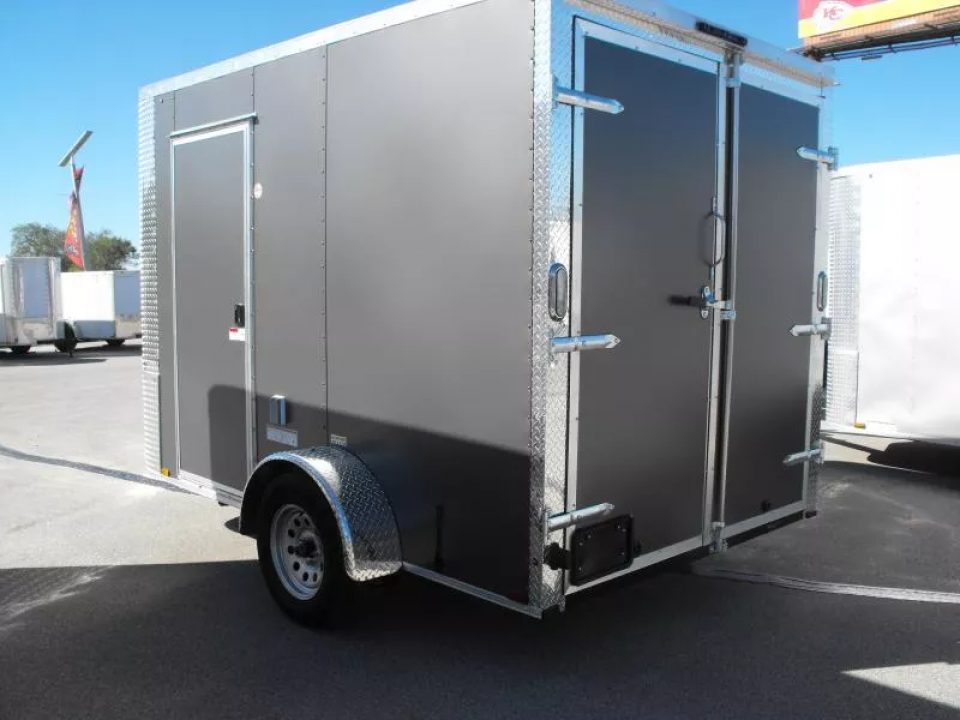 New Enclosed Trailer 7 X 10 barn Door Concession Window 30 Amp Package Color Charcoal