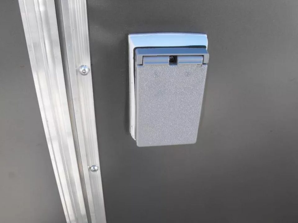 New Enclosed Trailer 7 X 10 barn Door Concession Window 30 Amp Package Color Charcoal