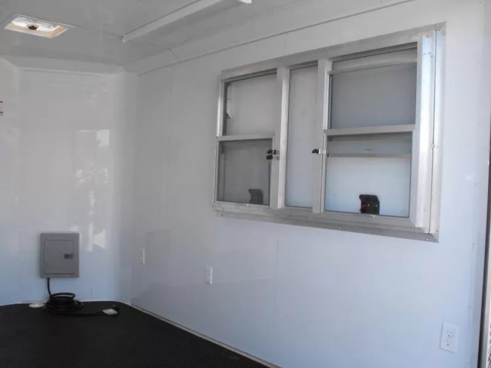 New Enclosed Trailer 7 X 10 barn Door Concession Window 30 Amp Package Color Charcoal