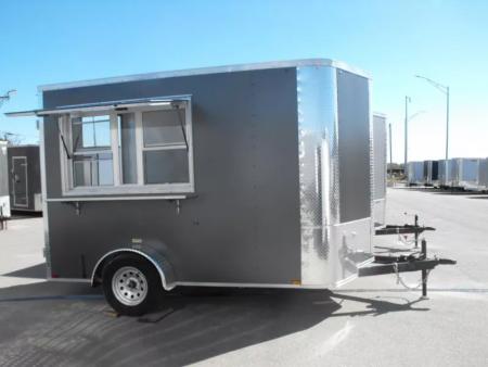New Enclosed Trailer 7 X 10 barn Door Concession Window 30 Amp Package Color Charcoal