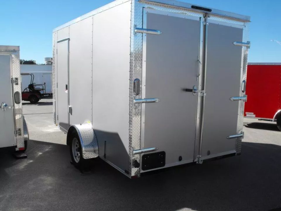 New Enclosed Trailer 7 X 12 Barn Door Concession Window 30 Amp Package Color Silver Mist