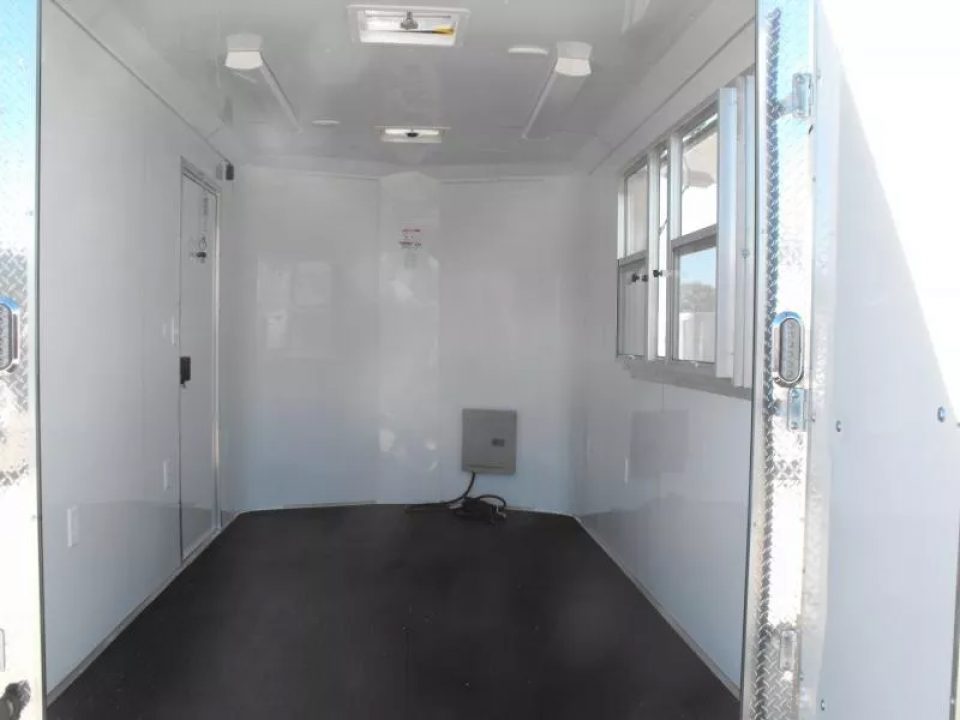 New Enclosed Trailer 7 X 12 Barn Door Concession Window 30 Amp Package Color Silver Mist