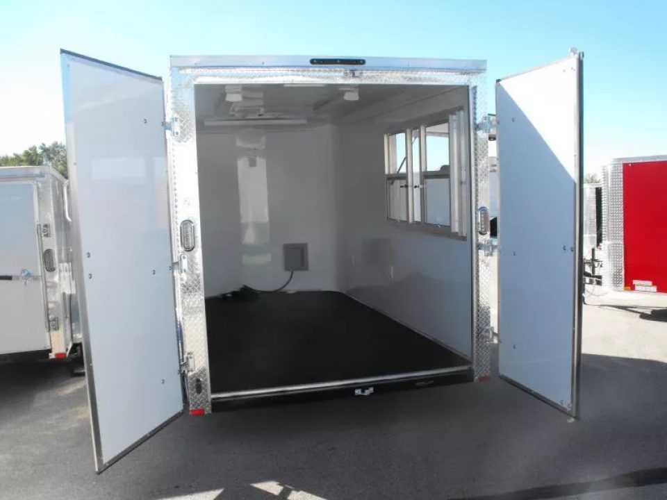 New Enclosed Trailer 7 X 12 Barn Door Concession Window 30 Amp Package Color Silver Mist