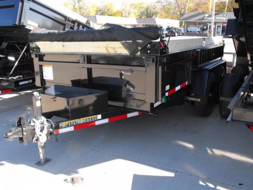 New Dump Trailer 7 X 12 Spreader Gate 12000 GVWR Tarp & 6" Wood Side Extensions & Tarp Included