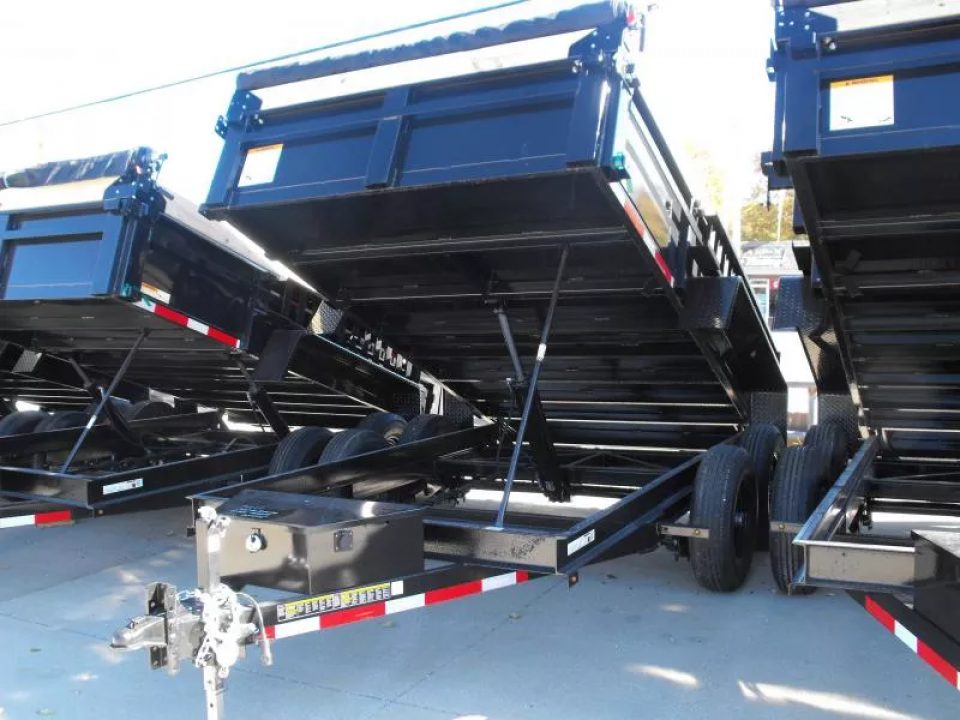 New Dump Trailer 7 X 12 Spreader Gate 12000 GVWR Tarp & 6" Wood Side Extensions & Tarp Included