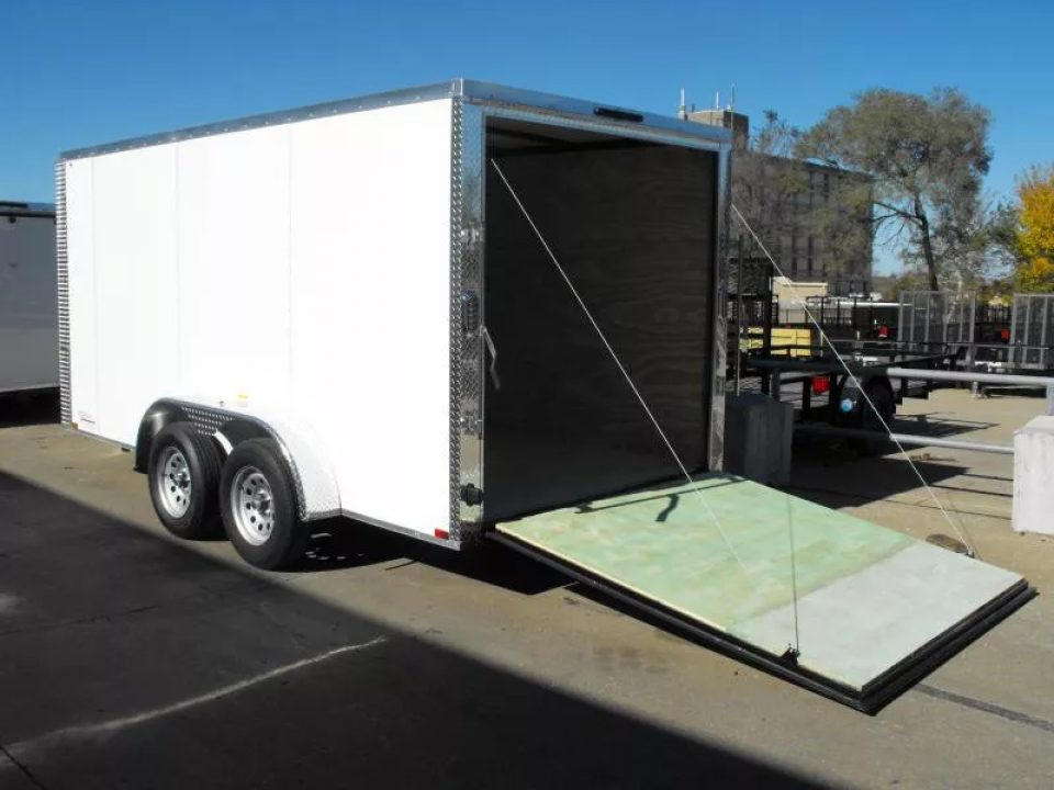 New SALE ***    Enclosed Trailer  7 x 14  RAMP DOOR   WHITE  In Color   7000 GVWR   6' 3"  Interior
