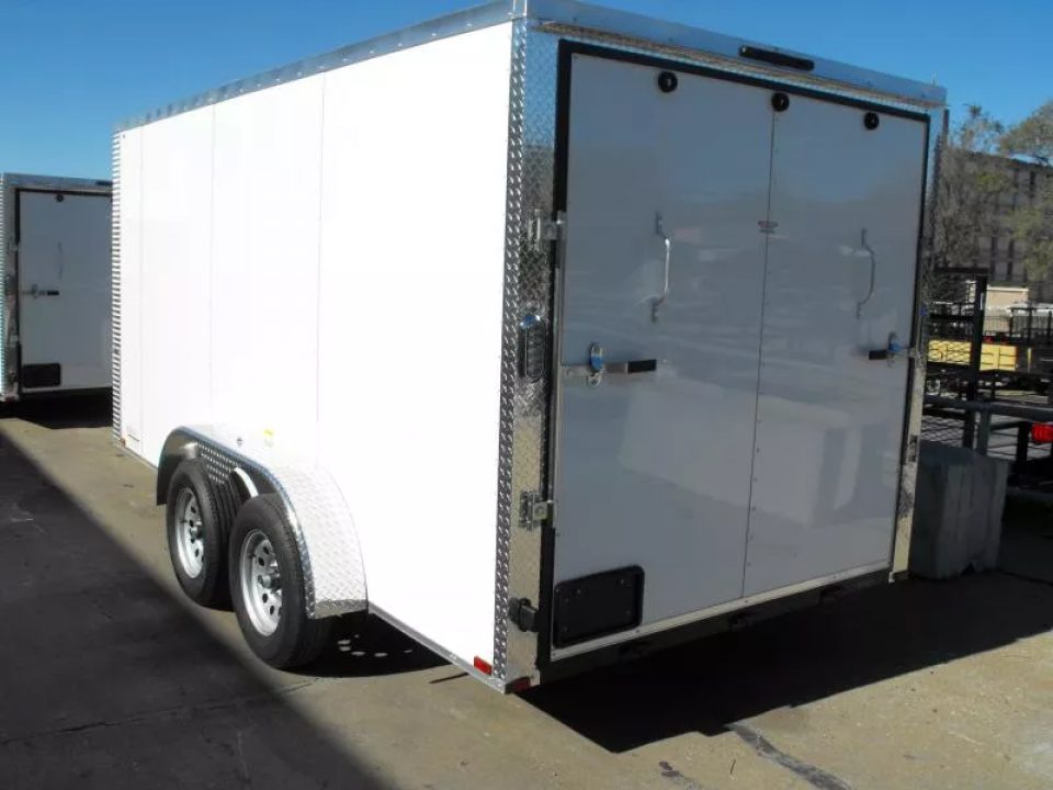 New SALE ***    Enclosed Trailer  7 x 14  RAMP DOOR   WHITE  In Color   7000 GVWR   6' 3"  Interior