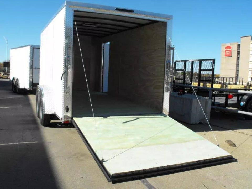 New SALE ***    Enclosed Trailer  7 x 14  RAMP DOOR   WHITE  In Color   7000 GVWR   6' 3"  Interior