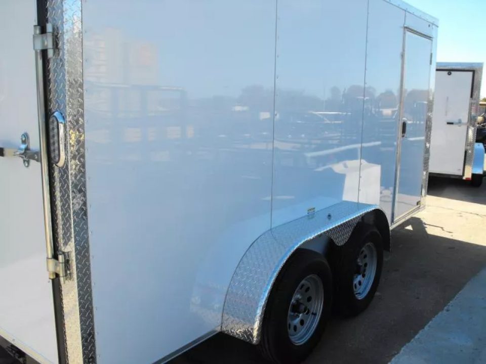 New SALE ***    Enclosed Trailer  7 x 14  RAMP DOOR   WHITE  In Color   7000 GVWR   6' 3"  Interior