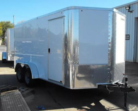 New SALE ***    Enclosed Trailer  7 x 14  RAMP DOOR   WHITE  In Color   7000 GVWR   6' 3"  Interior