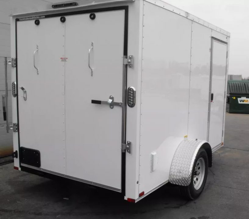 New Trailer 6 X 10  Ramp Door   6'  Tall White In Color ( 080 Skin )