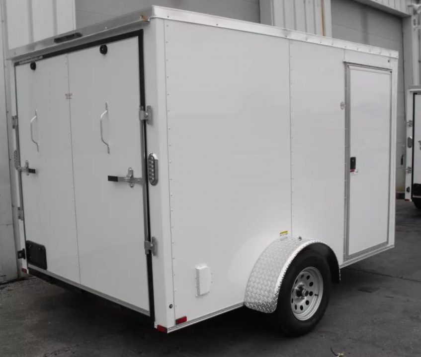 New Trailer 7 X 10  Ramp Door   6'  Tall White In Color ( 080 Skin )