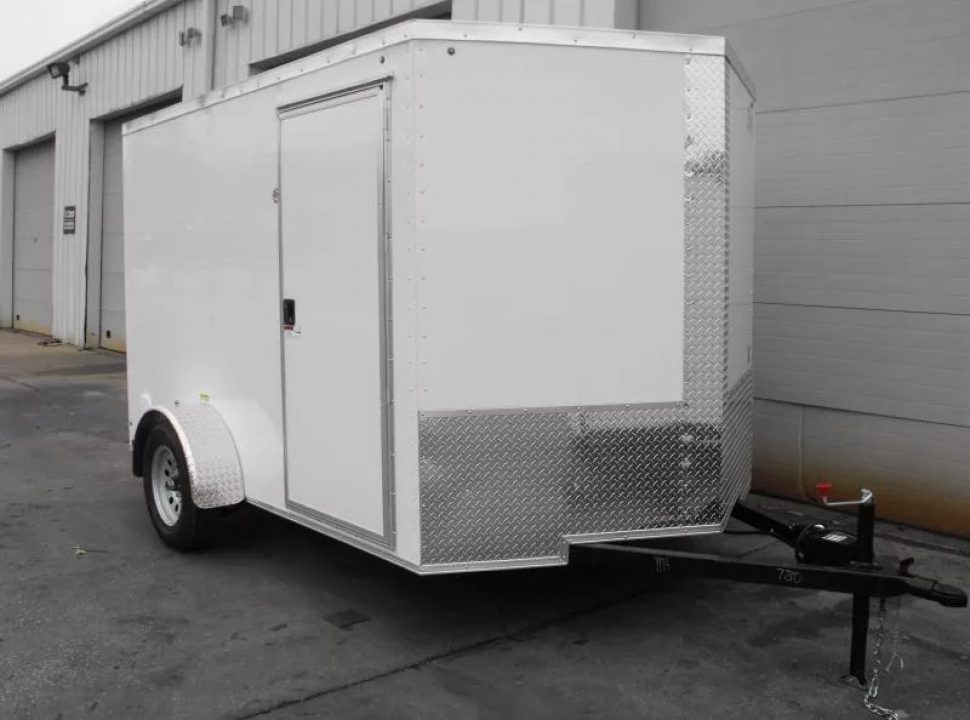 New Trailer 7 X 10  Ramp Door   6'  Tall White In Color ( 080 Skin )