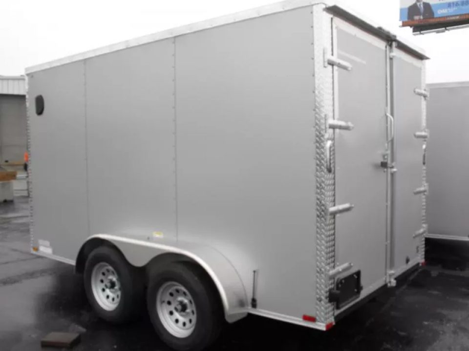 New Enclosed Trailer 7 x 12 BARN DOOR Silver Color 080 Skin 7K _6' 6" Int