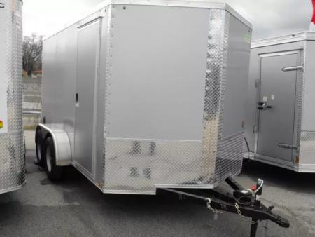 New Enclosed Trailer 7 x 12 BARN DOOR Silver Color 080 Skin 7K _6' 6" Int