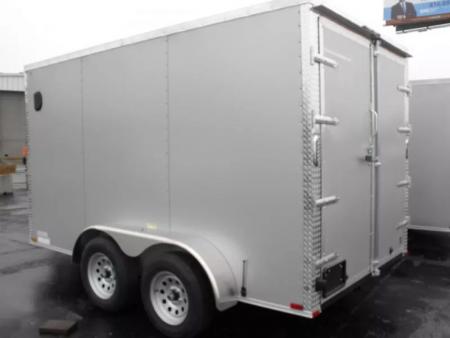 New Enclosed Trailer 7 x 12 BARN DOOR Silver Color 080 Skin 7K _6' 6" Int