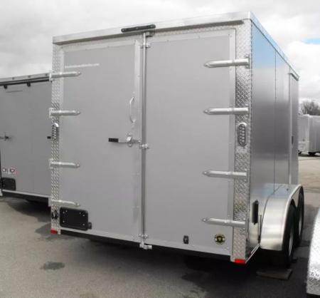 New Enclosed Trailer 7 x 12 BARN DOOR Silver Color 080 Skin 7K _6' 6" Int