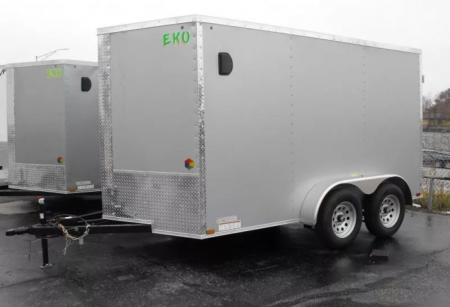 New Enclosed Trailer 7 x 12 BARN DOOR Silver Color 080 Skin 7K _6' 6  Int