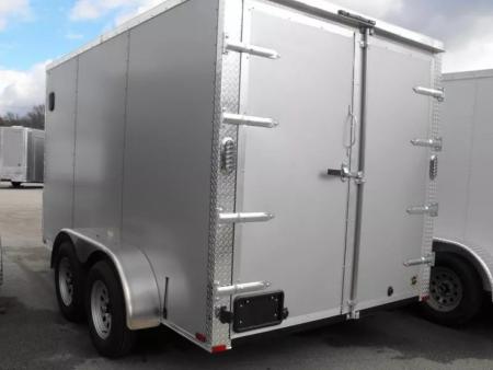 New Enclosed Trailer 7 x 12 BARN DOOR Silver Color 080 Skin 7K _6' 6" Int