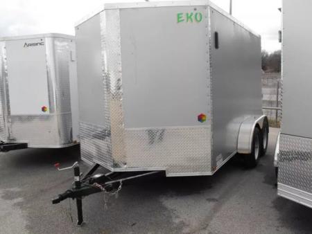 New Enclosed Trailer 7 x 12 BARN DOOR Silver Color 080 Skin 7K _6' 6" Int