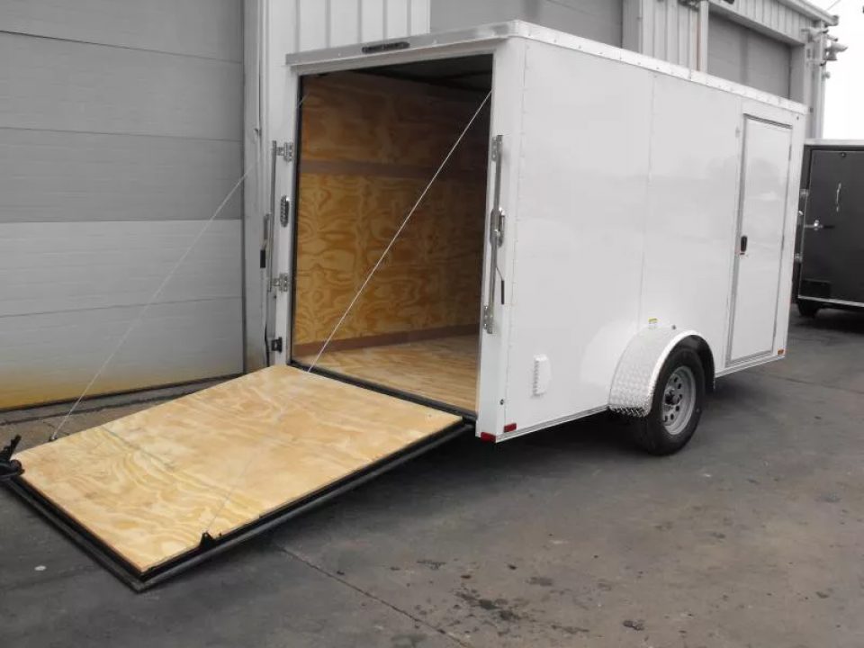 New Enclosed Trailer 6 X 12  Ramp Door   6'3"  Tall White  In Color All Tube Built