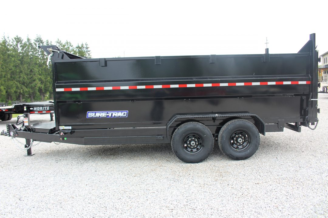 New 2026 Sure-Trac 7' x 16' Hydraulic Dump Trailer - 4' Steel Sides - Telescopic Ram - 14000# GVW