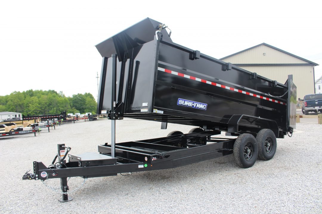New 2026 Sure-Trac 7' x 16' Hydraulic Dump Trailer - 4' Steel Sides - Telescopic Ram - 14000# GVW