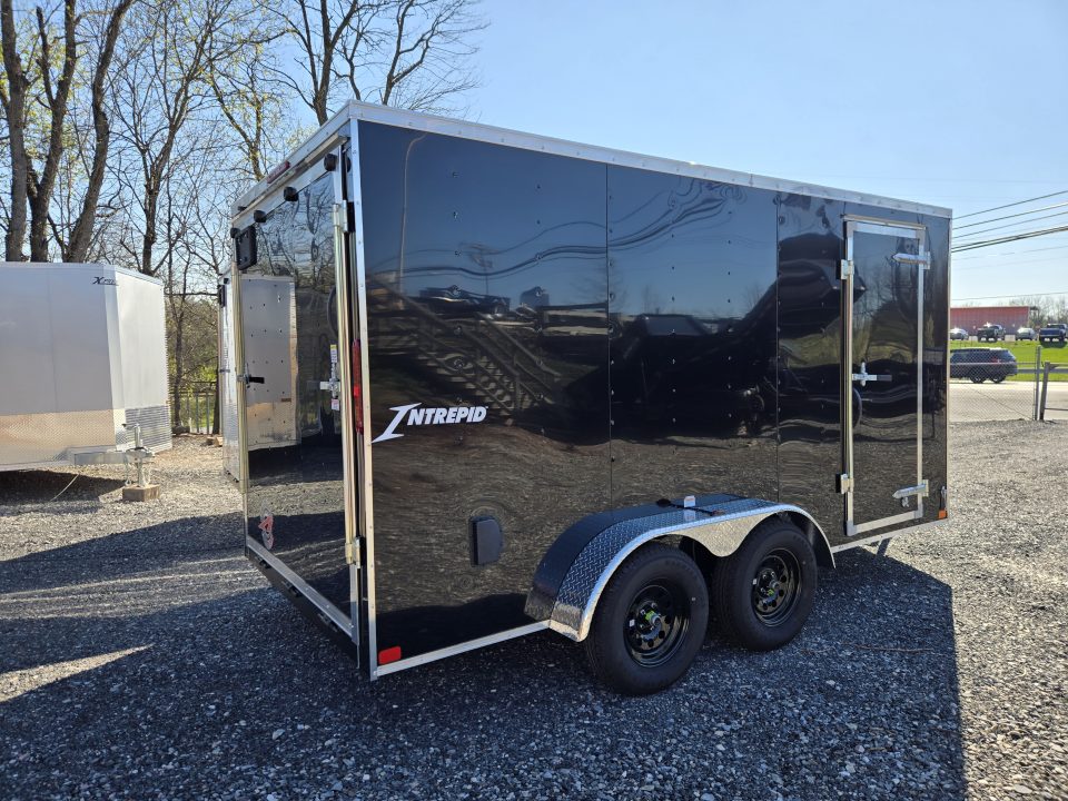 New 7 x 14 Homesteader Intrepid V-Nose Cargo 7k GVWR ***Black PolyCor w/ Ramp Door Package