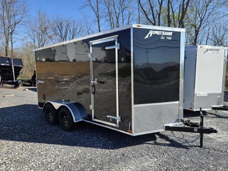New 7 x 14 Homesteader Intrepid V-Nose Cargo 7k GVWR ***Black PolyCor w/ Ramp Door Package
