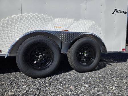New 7 x 14 Homesteader Intrepid V-Nose Cargo 7k GVWR **White w/ Ramp Door Package