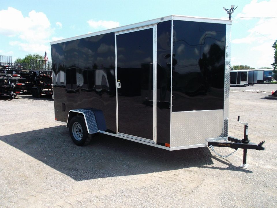 New 2026 Covered Wagon Trailers 6x12 Cargo / Enclosed Trailer / Extra Wide Ramp / 36" RV Side Door / 6'6" Interior / Bed Lined Tongue and Frame / (4) D-Rings / .030 Black Semi-Screwless Exterior