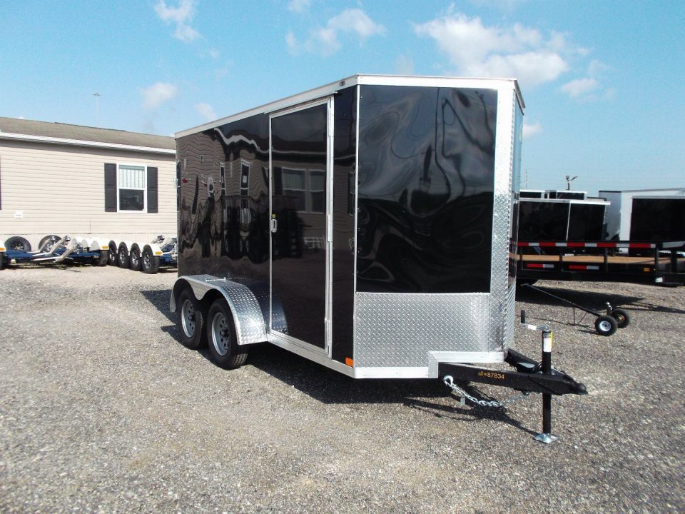 New 2026 Covered Wagon Trailers 6x12 Cargo Trailer / Enclosed Trailer / 6'6" Interior / Extra Wide Ramp / 36" RV Side Door / LEDs / .030 Black