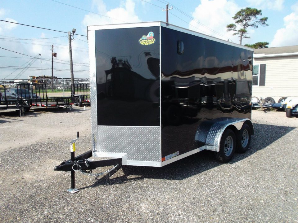 New 2026 Covered Wagon Trailers 6x12 Cargo Trailer / Enclosed Trailer / 6'6" Interior / Extra Wide Ramp / 36" RV Side Door / LEDs / .030 Black