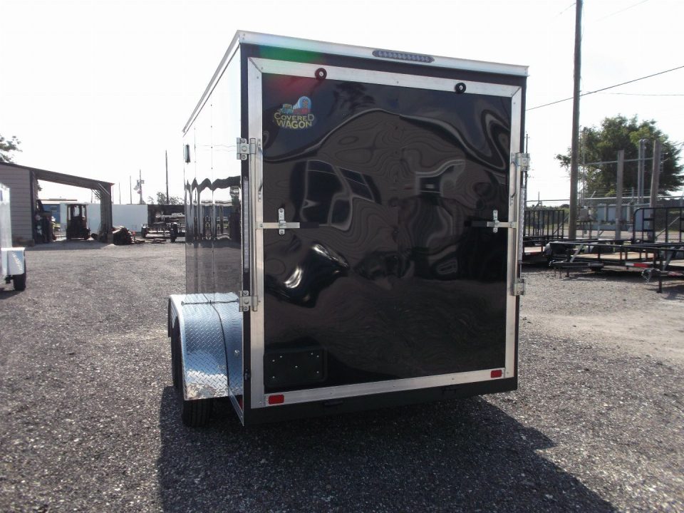 New 2026 Covered Wagon Trailers 6x12 Cargo Trailer / Enclosed Trailer / 6'6" Interior / Extra Wide Ramp / 36" RV Side Door / LEDs / .030 Black