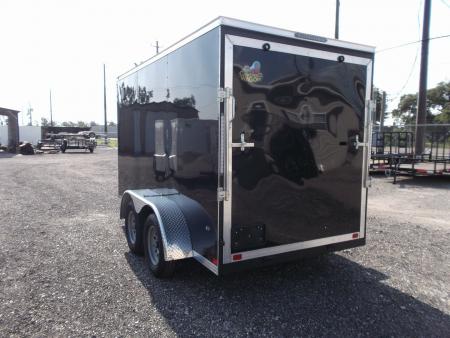 New 2026 Covered Wagon Trailers 6x12 Cargo Trailer / Enclosed Trailer / 6'6" Interior / Extra Wide Ramp / 36" RV Side Door / LEDs / .030 Black