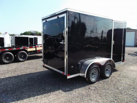 New 2026 Covered Wagon Trailers 6x12 Cargo Trailer / Enclosed Trailer / 6'6" Interior / Extra Wide Ramp / 36" RV Side Door / LEDs / .030 Black