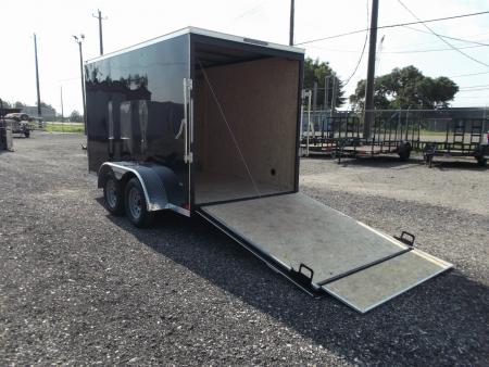New 2026 Covered Wagon Trailers 6x12 Cargo Trailer / Enclosed Trailer / 6'6" Interior / Extra Wide Ramp / 36" RV Side Door / LEDs / .030 Black