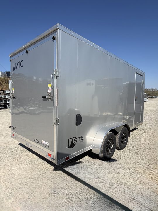 New 2026 ATC 7x16 + 2' V Nose Sto400 All Aluminum Cargo Trailer w/ Ramp
