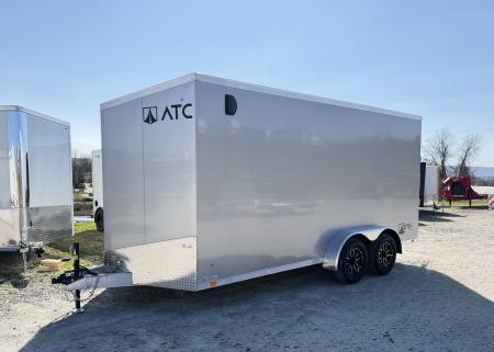New 2026 ATC 7x16 + 2' V Nose Sto400 All Aluminum Cargo Trailer w/ Ramp