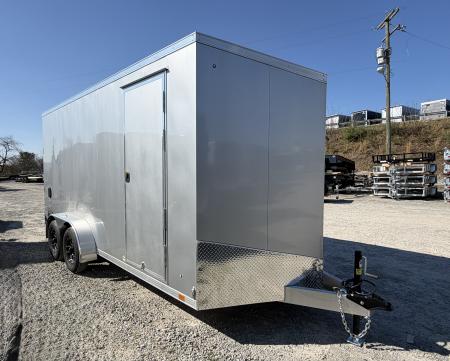 New 2026 ATC 7x16 + 2' V Nose Sto400 All Aluminum Cargo Trailer w/ Ramp