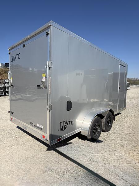 New 2026 ATC 7x16 + 2' V Nose Sto400 All Aluminum Cargo Trailer w/ Ramp