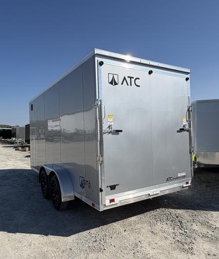 New 2026 ATC 7x16 + 2' V Nose Sto400 All Aluminum Cargo Trailer w/ Ramp