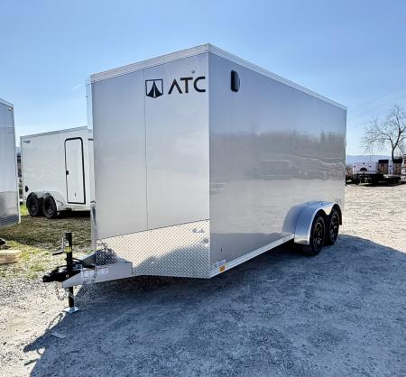 New 2026 ATC 7x16 + 2' V Nose Sto400 All Aluminum Cargo Trailer w/ Ramp