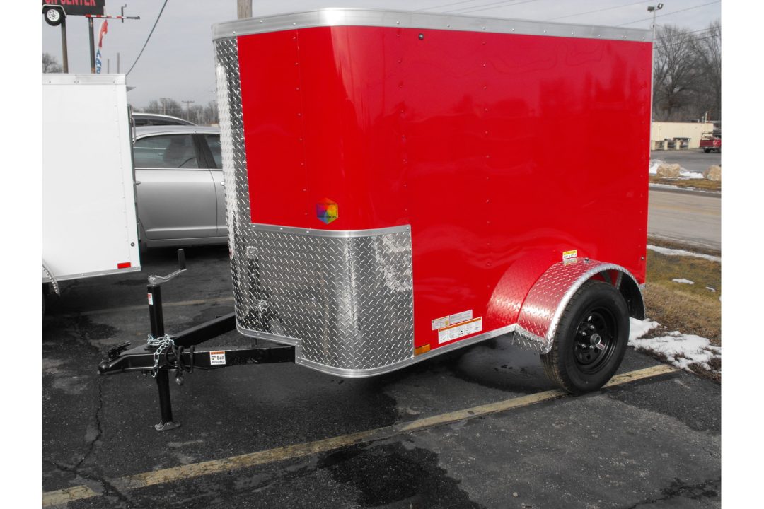 New Enclosed Trailer 4 X 6Barn Door 4' 6" Interior Red In Color 030 Skin
