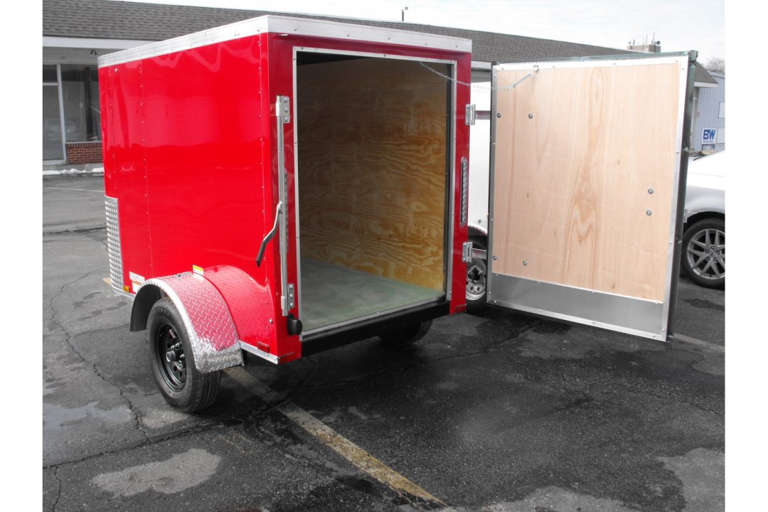 New Enclosed Trailer 4 X 6Barn Door 4' 6" Interior Red In Color 030 Skin