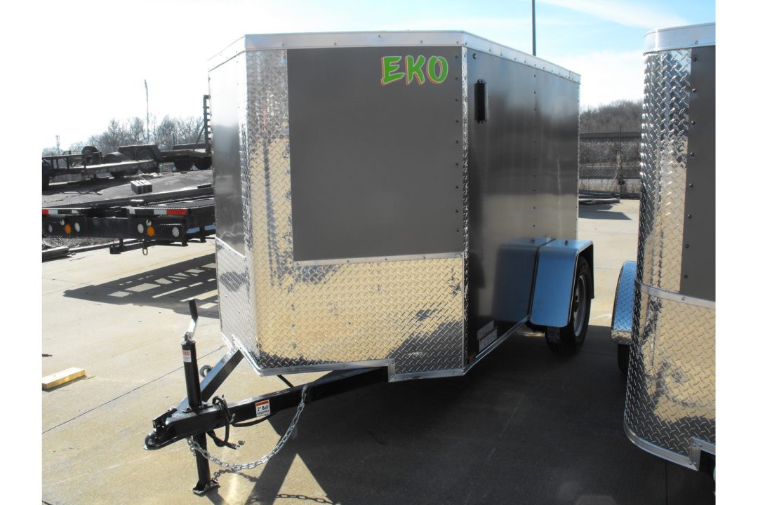 New Enclosed Trailer 4 X 8 Barn Door 4' 6" Interior Charcoal In Color 080 Skin