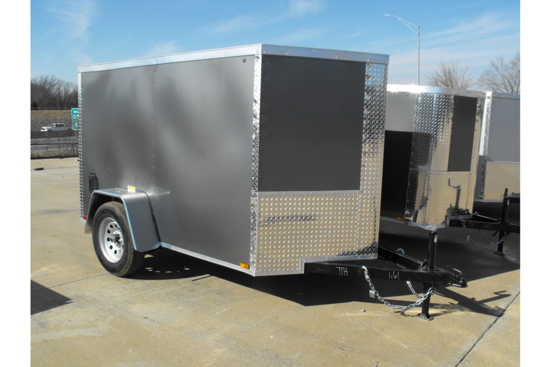 New Enclosed Trailer 4 X 8 Barn Door 4' 6" Interior Charcoal In Color 080 Skin